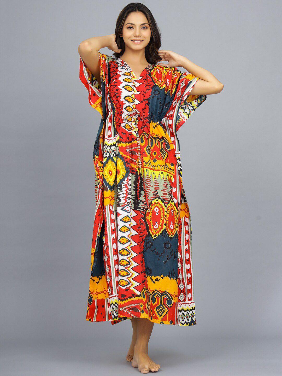 handicraft palace abstract printed pure cotton maxi kaftan nightdress