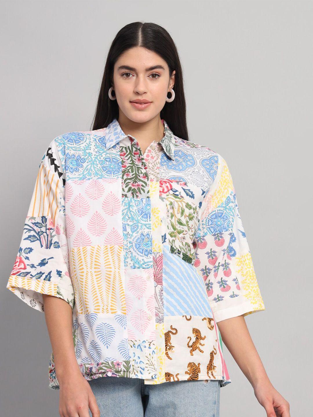 handicraft palace comfort oversized floral printed cotton casual shirt