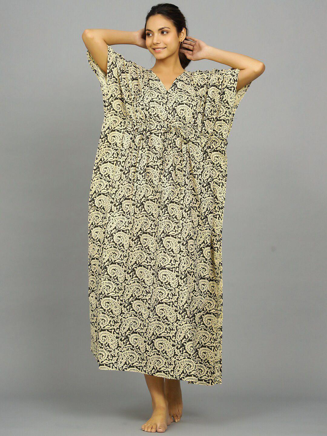 handicraft palace ethnic motifs printed pure cotton maxi kaftan nightdress