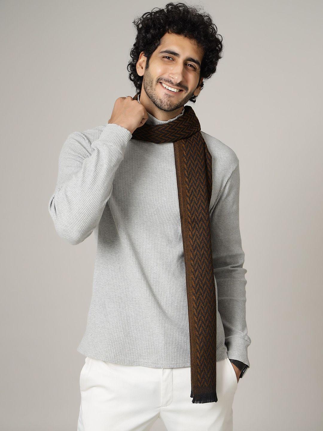 handicraft palace men brown & black printed mufflers