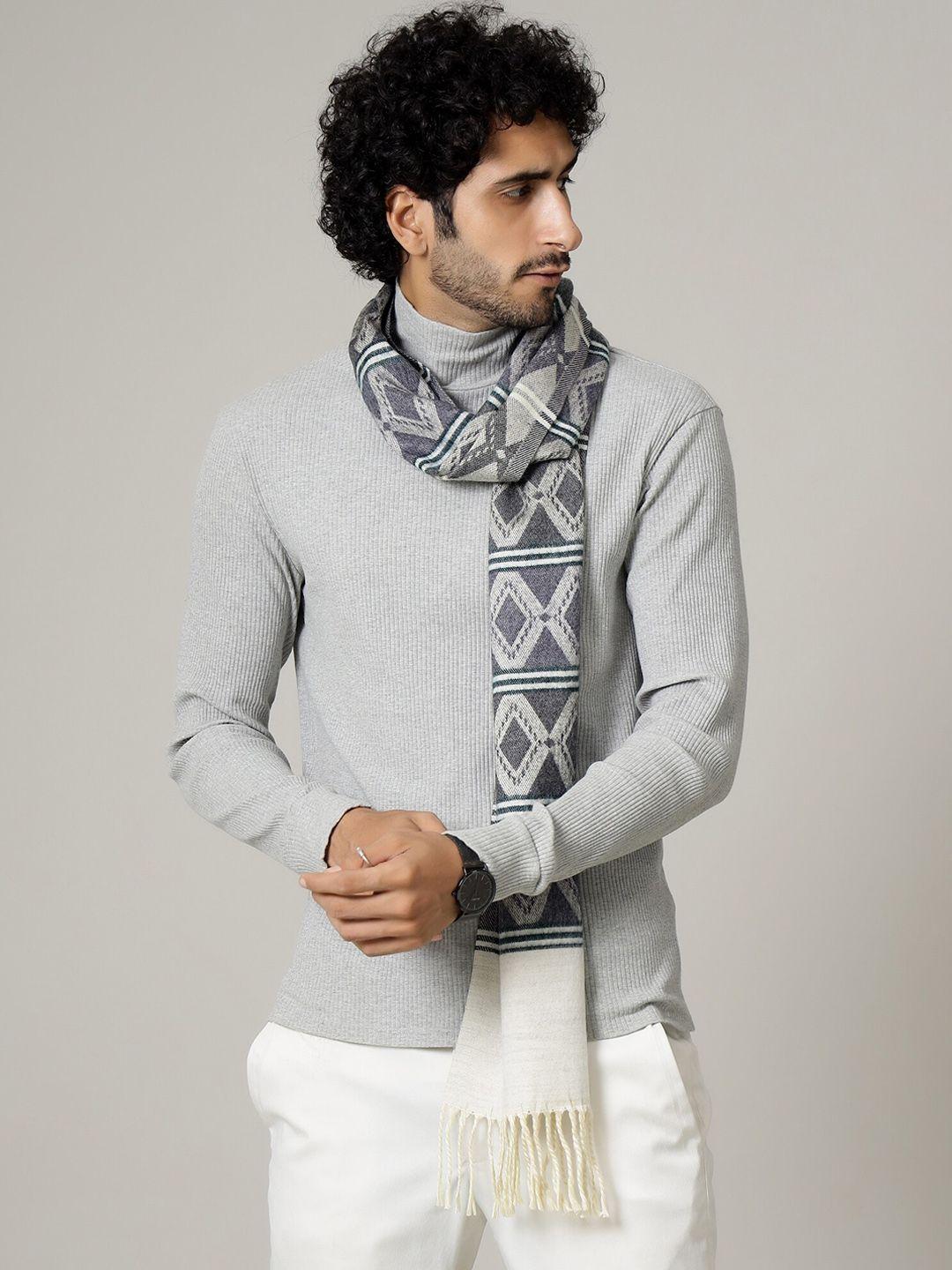 handicraft palace men white & grey self-design mufflers