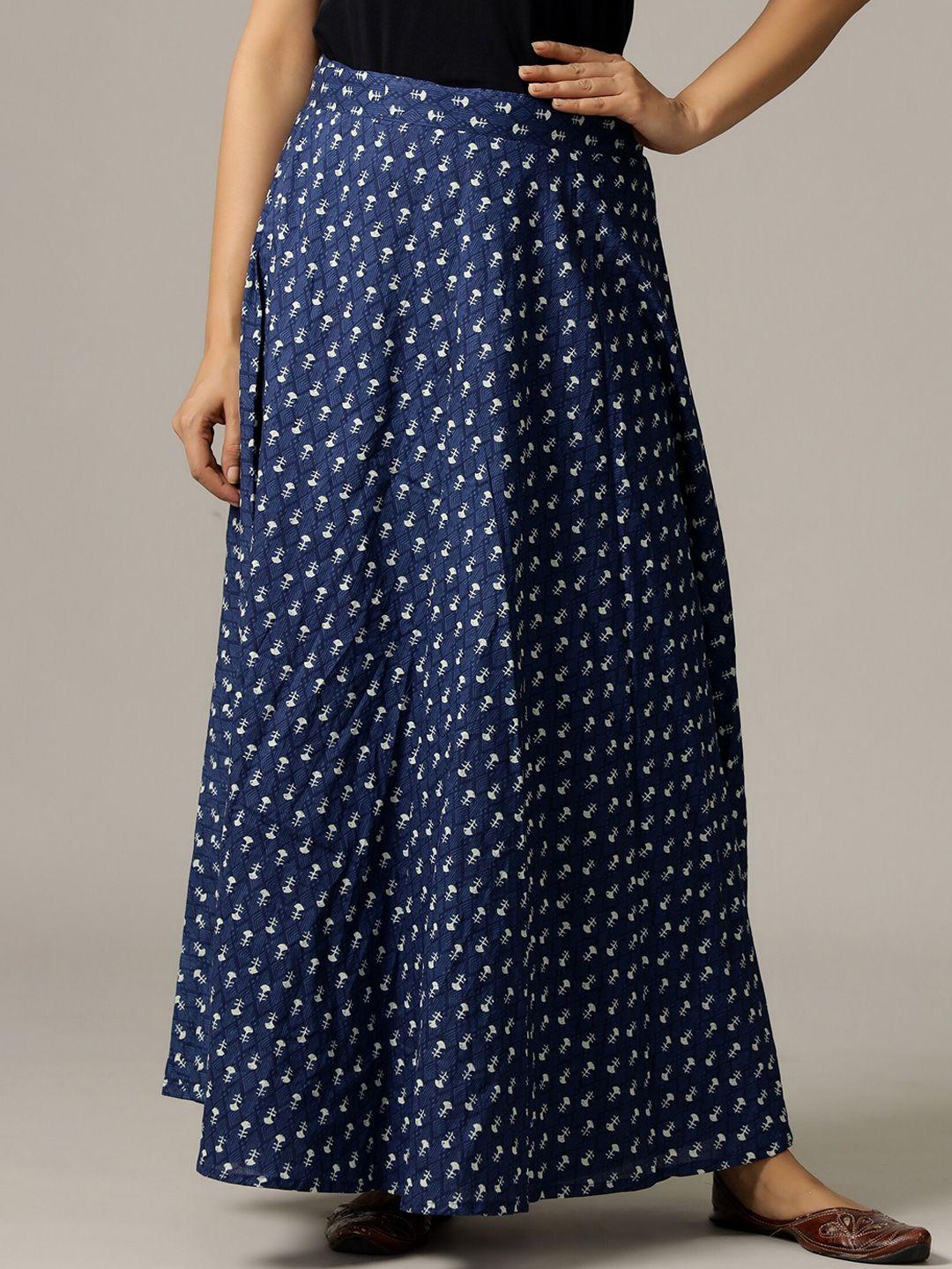 handicraft palace printed  pure cotton wrap-around maxi skirt