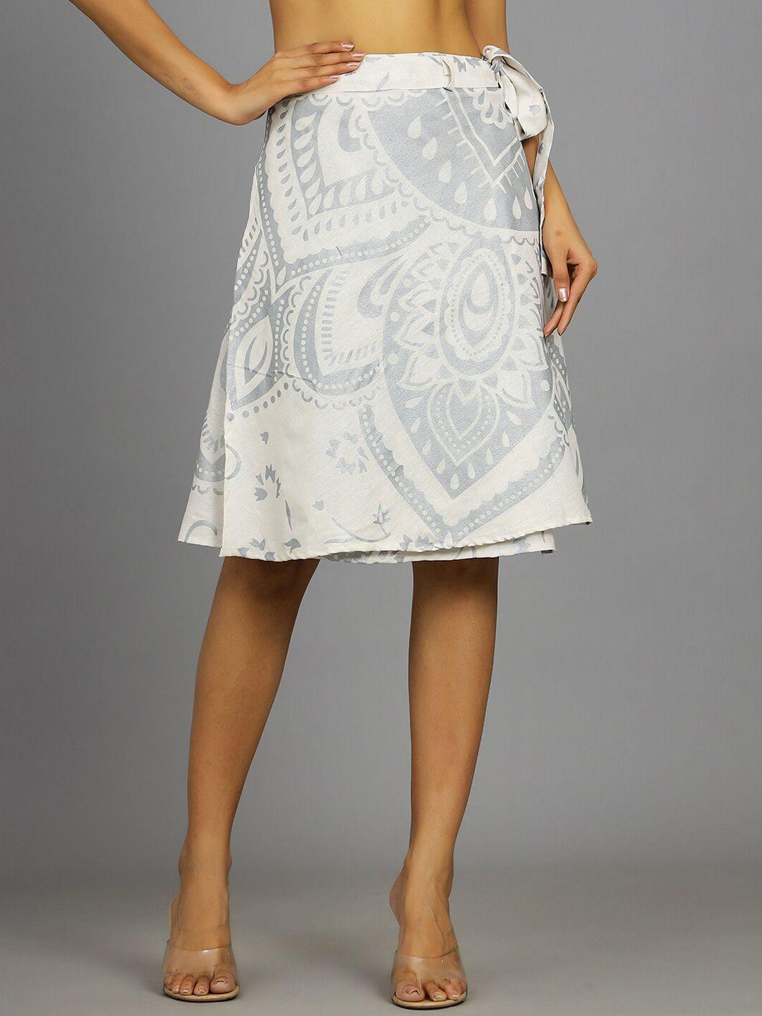 handicraft palace printed cotton wrap-around knee-length skirt