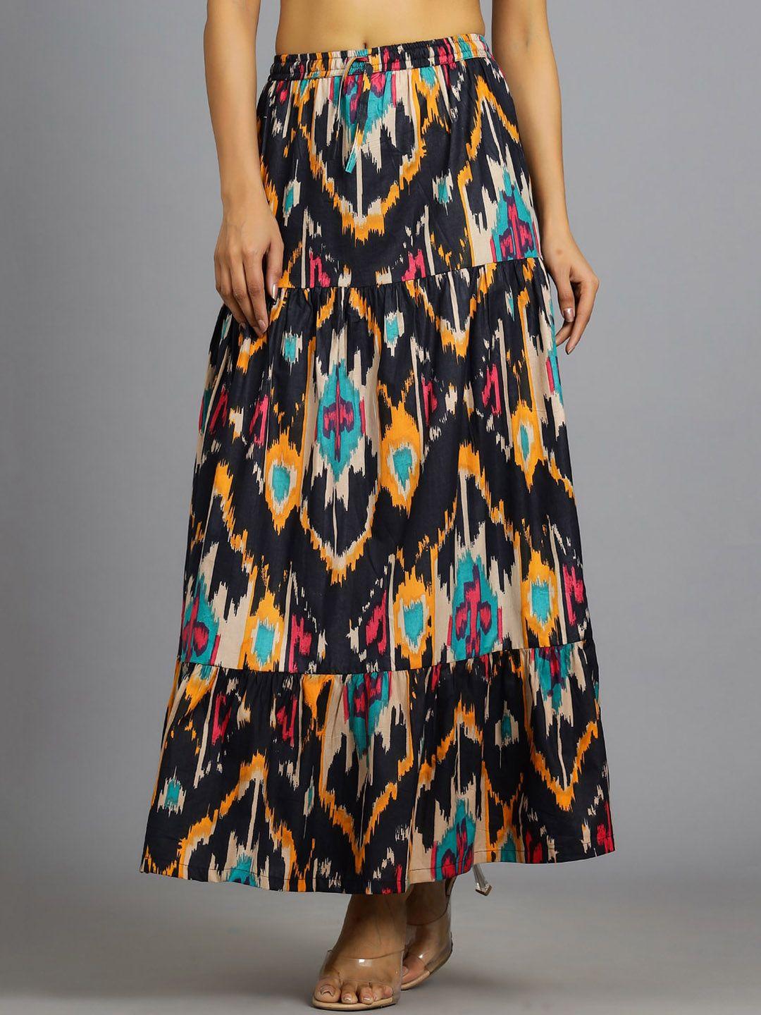 handicraft palace printed pure cotton flared maxi skirt