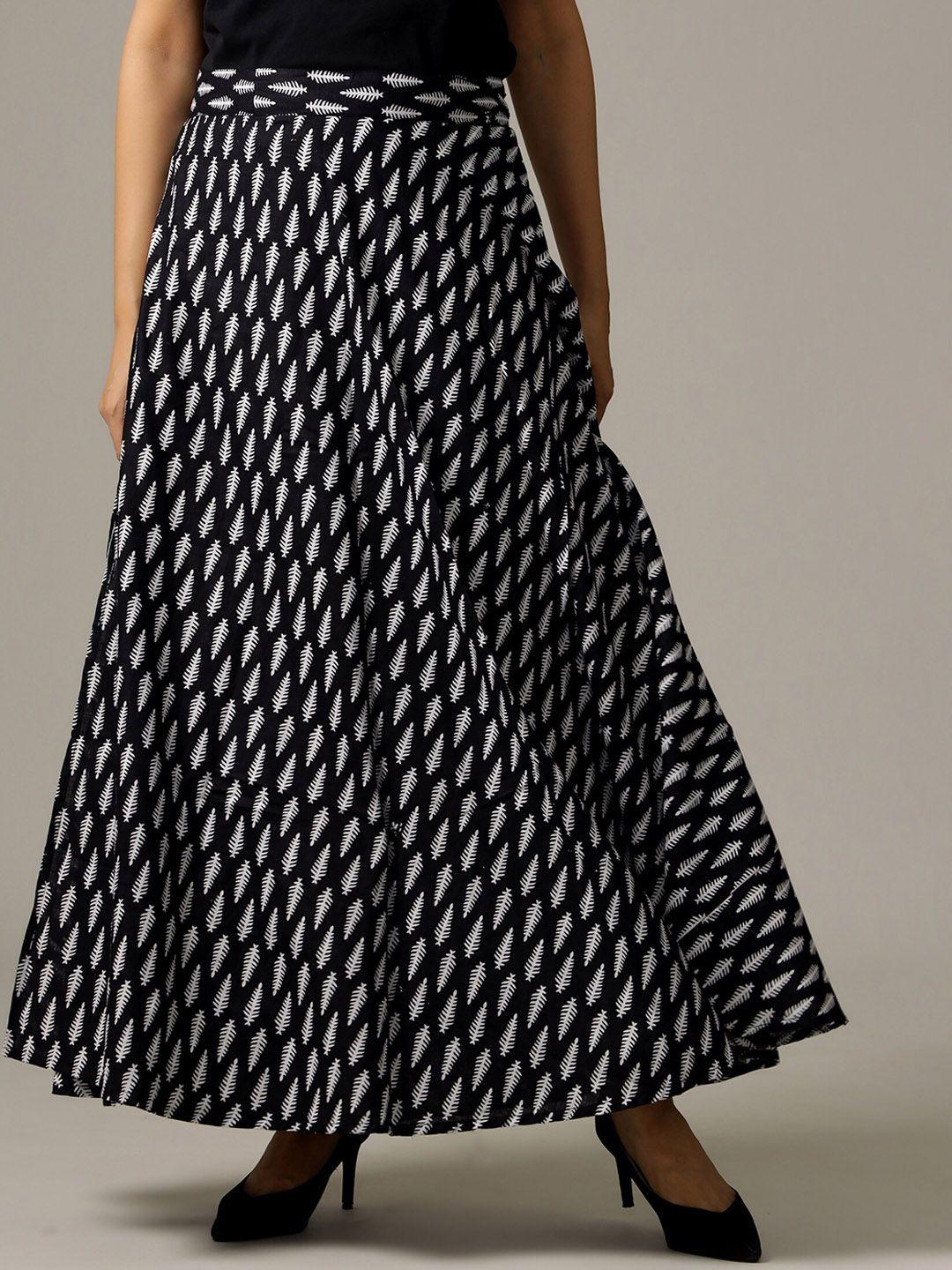 handicraft palace printed wrap-around maxi pure cotton skirt