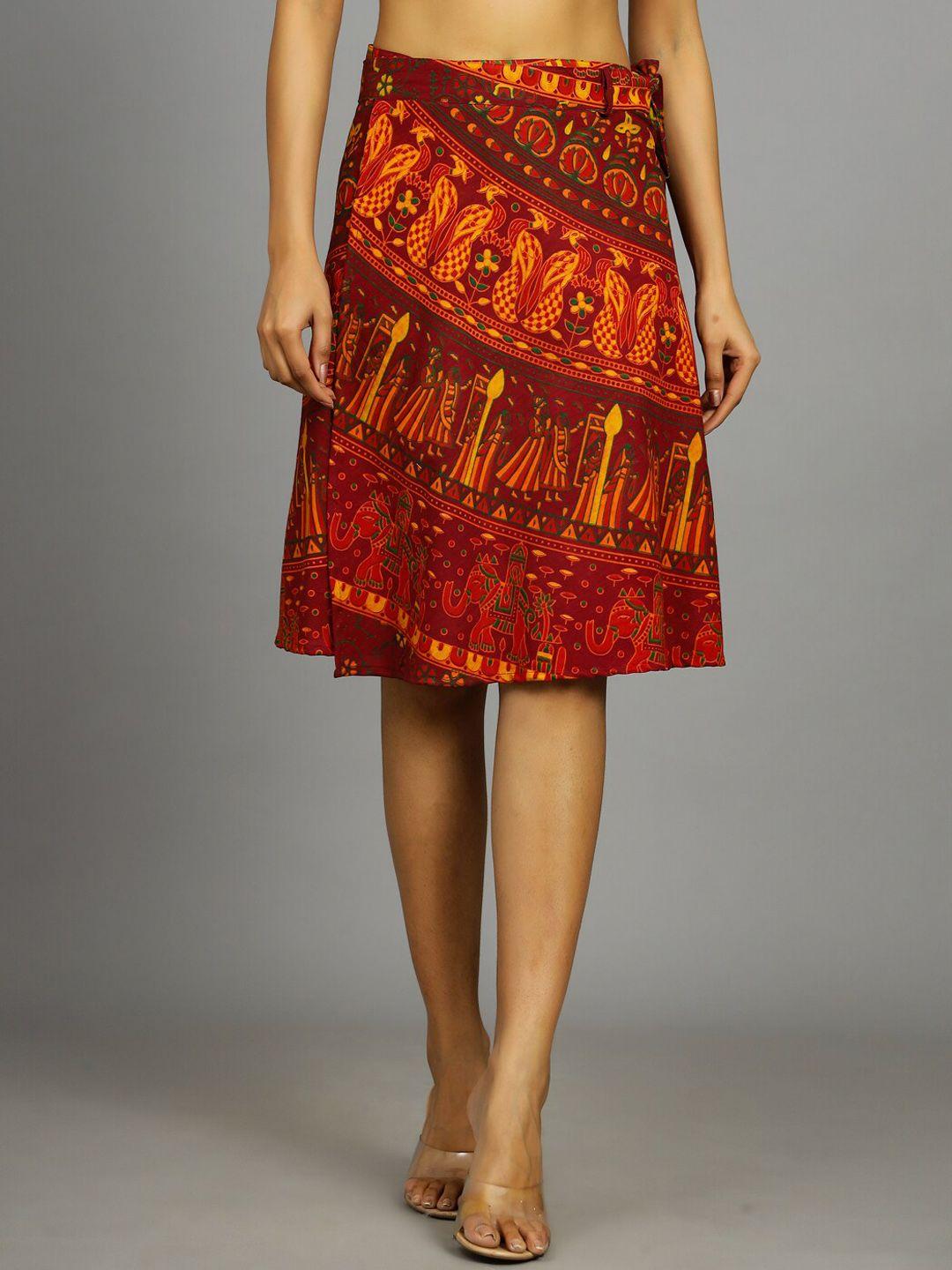 handicraft palace printed wrap-around skirt