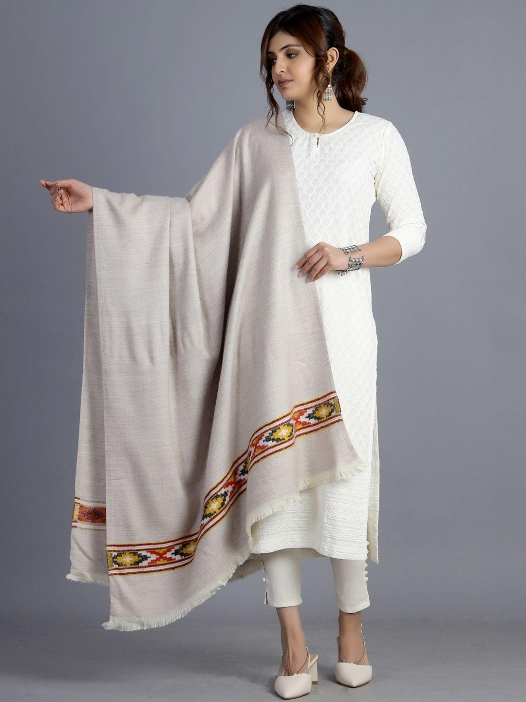 handicraft palace women beige color woven design shawl