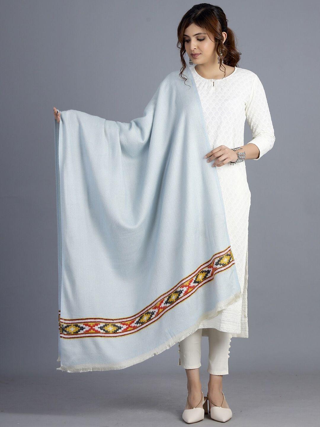 handicraft palace women sky blue solid hand woven design wool shawl