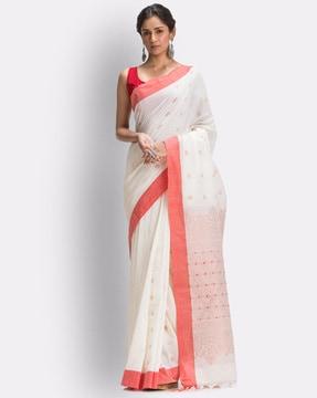 handloom cotton saree with tassels