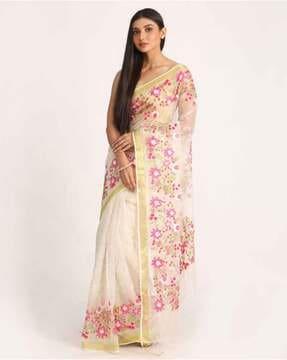 handloom embroidered saree
