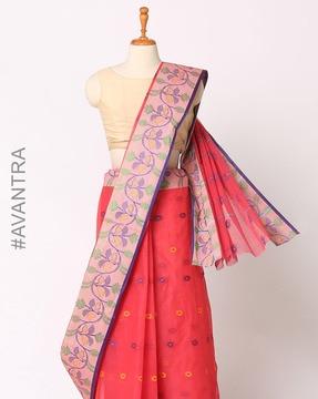 handloom bengal cotton saree with jacquard buti