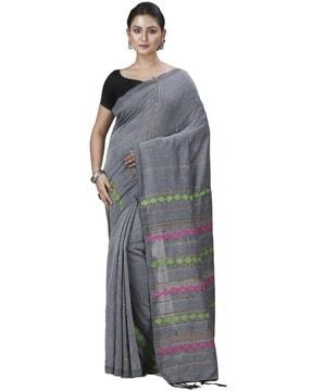 handloom bengal tant saree with tassels