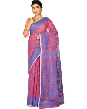 handloom cotton jamdani saree with blouse piece