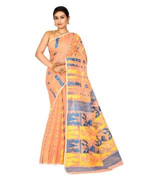 handloom cotton jamdani saree with blouse piece
