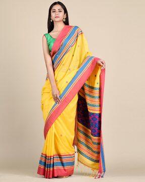 handloom cotton saree with tassels