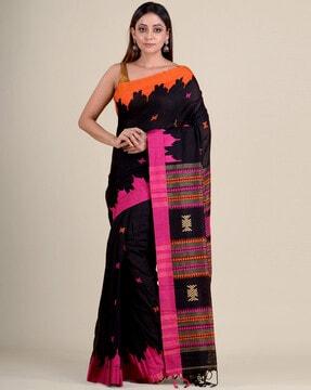 handloom cotton saree with tassels