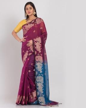 handloom cotton saree with tassels