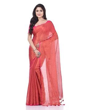 handloom cotton saree with tassels