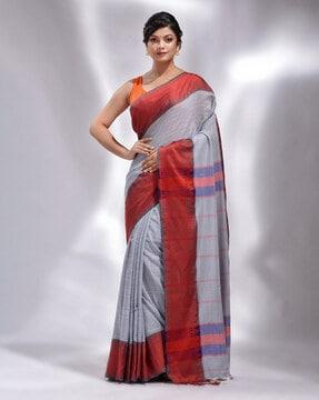 handloom cotton saree with temple border