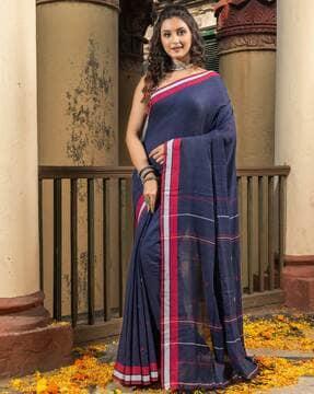 handloom cotton saree with woven motifs