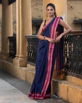 handloom cotton saree with woven motifs