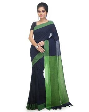 handloom cotton silk saree with tassels