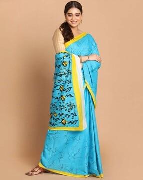 handloom floral print mul mul saree