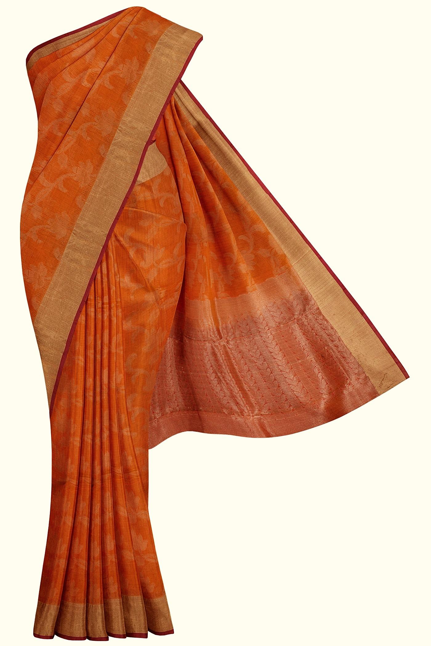 handloom kora silk cotton sari