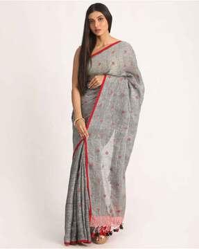 handloom linen jamdani saree