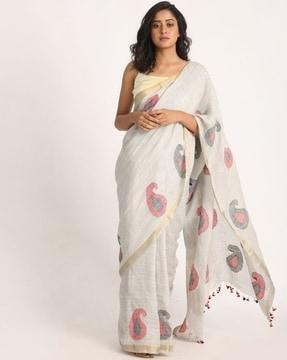 handloom linen jamdani saree