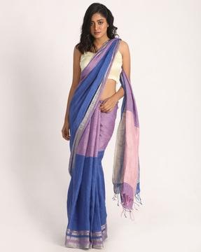 handloom linen saree with blouse piece