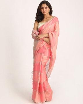 handloom linen saree with blouse piece