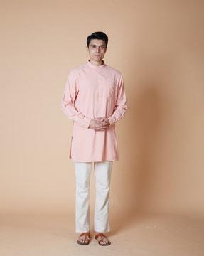 handloom long kurta with patch pocket