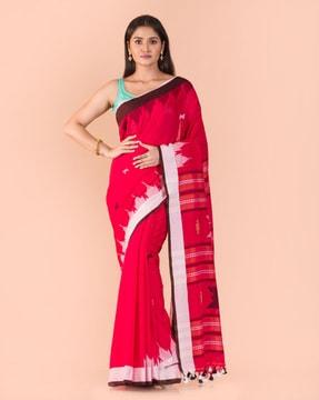 handloom pure cotton saree with tassels