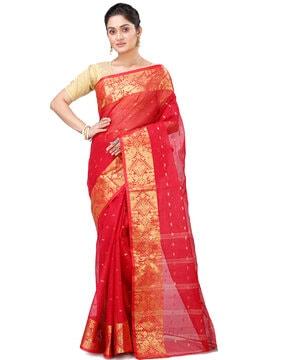 handloom saree with woven motifs