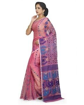handloom soft cotton art silk dhakai jacquard jamdani saree saree