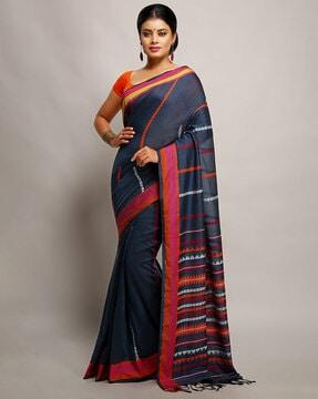 handloom soft cotton silk saree with tassels