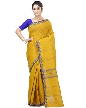 handloom tant saree with woven border