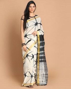 handloom tie & dye pure cotton mul mul saree