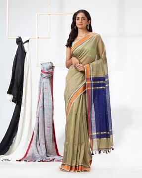handloom weave saree with blouse piece