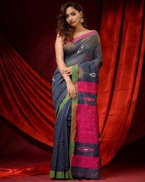 handloom woven saree with tassels