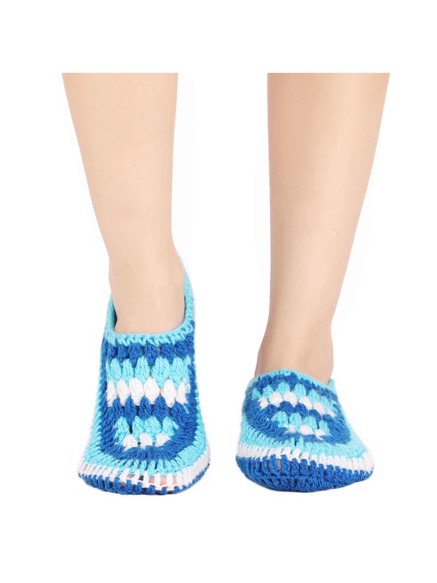 handmade crocheted designer woolen thermal footie home socks