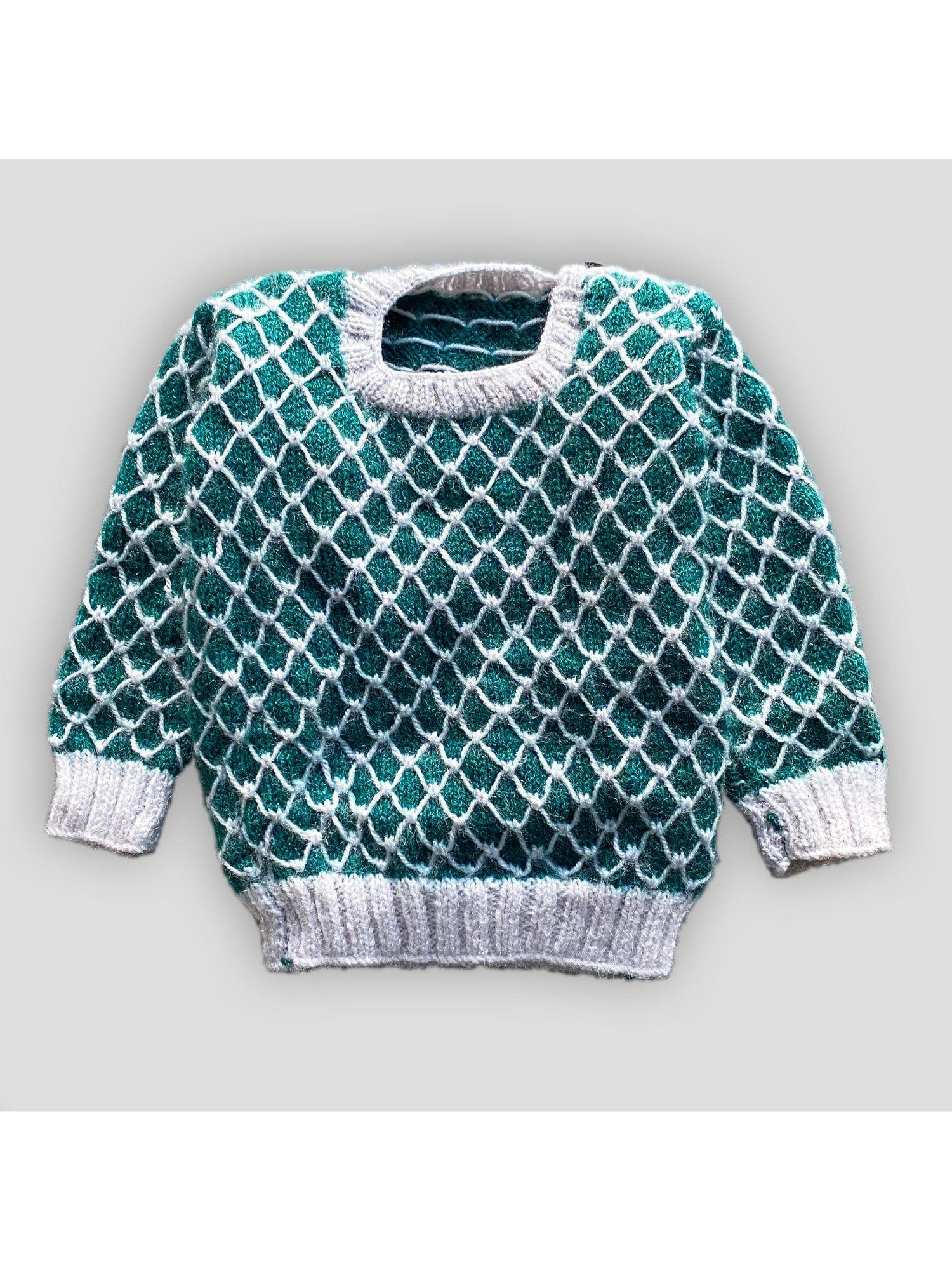 handmade diamond knit full sleeves sweater - multicolor