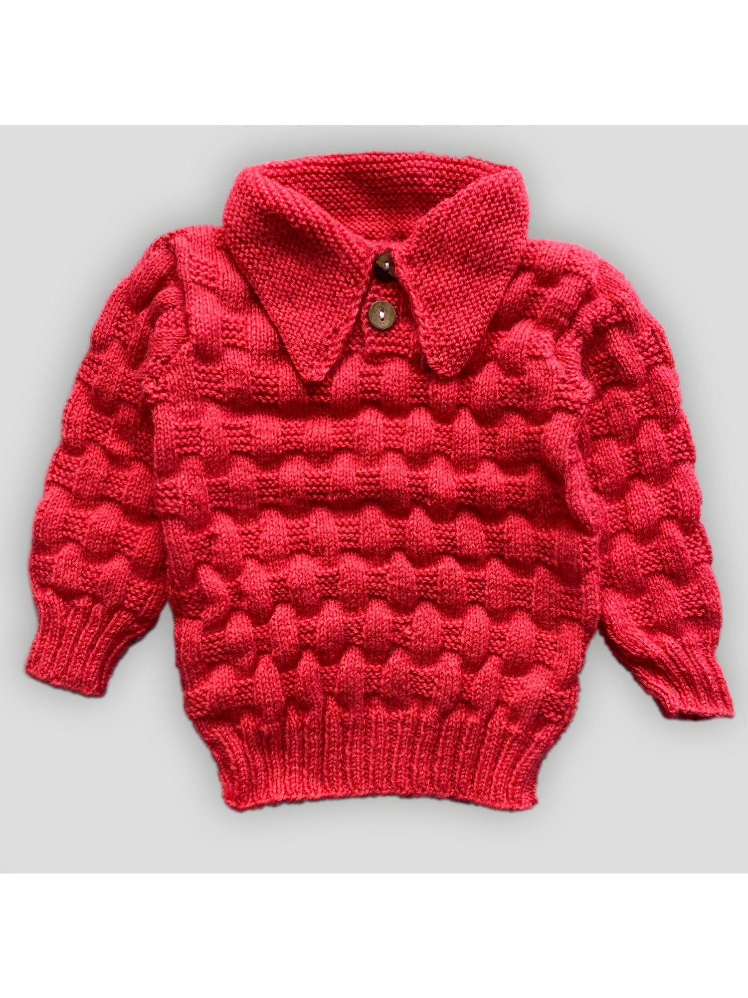 handmade full sleeves collar neck sweater - red