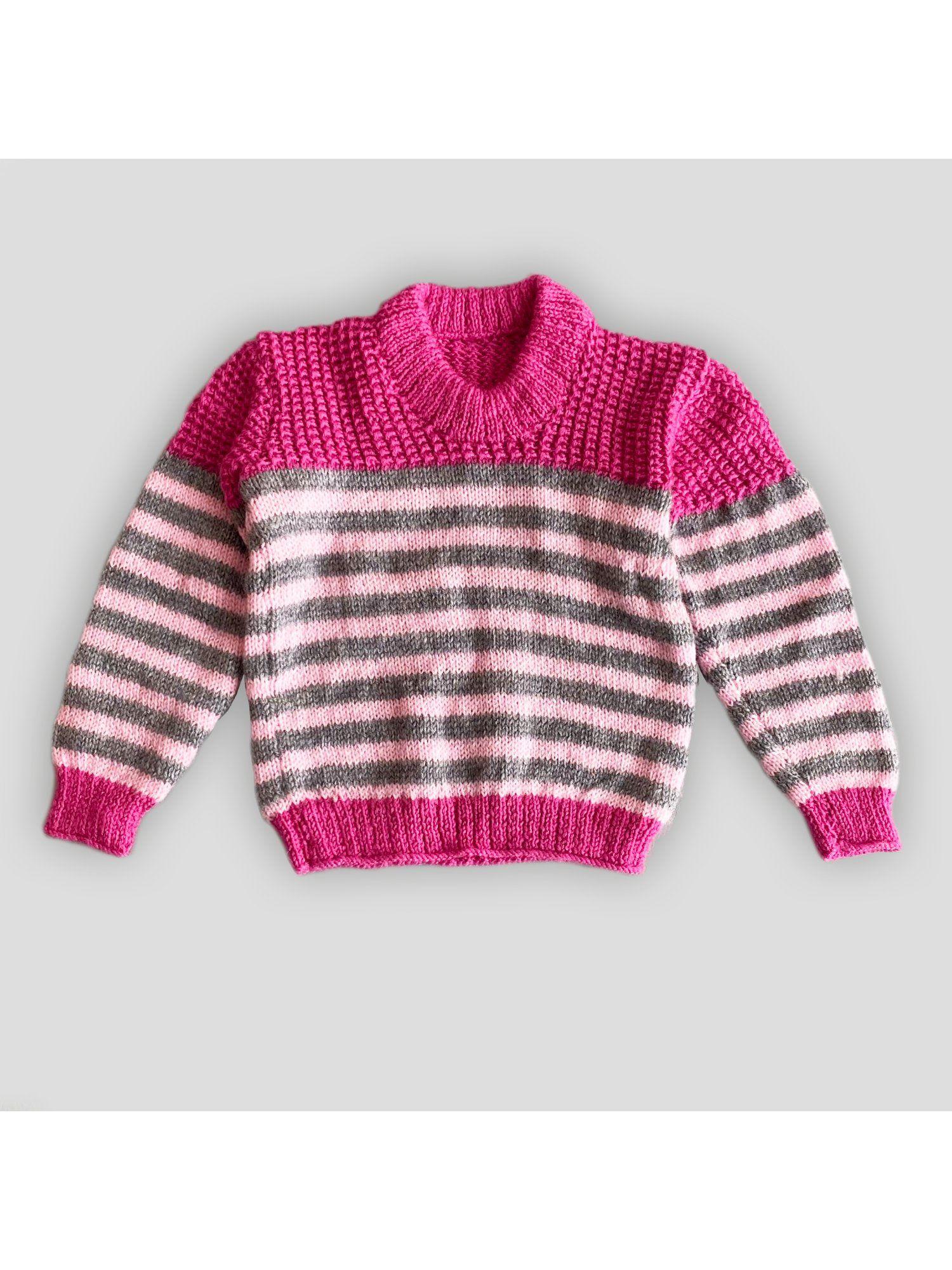 handmade full sleeves sweater - pink