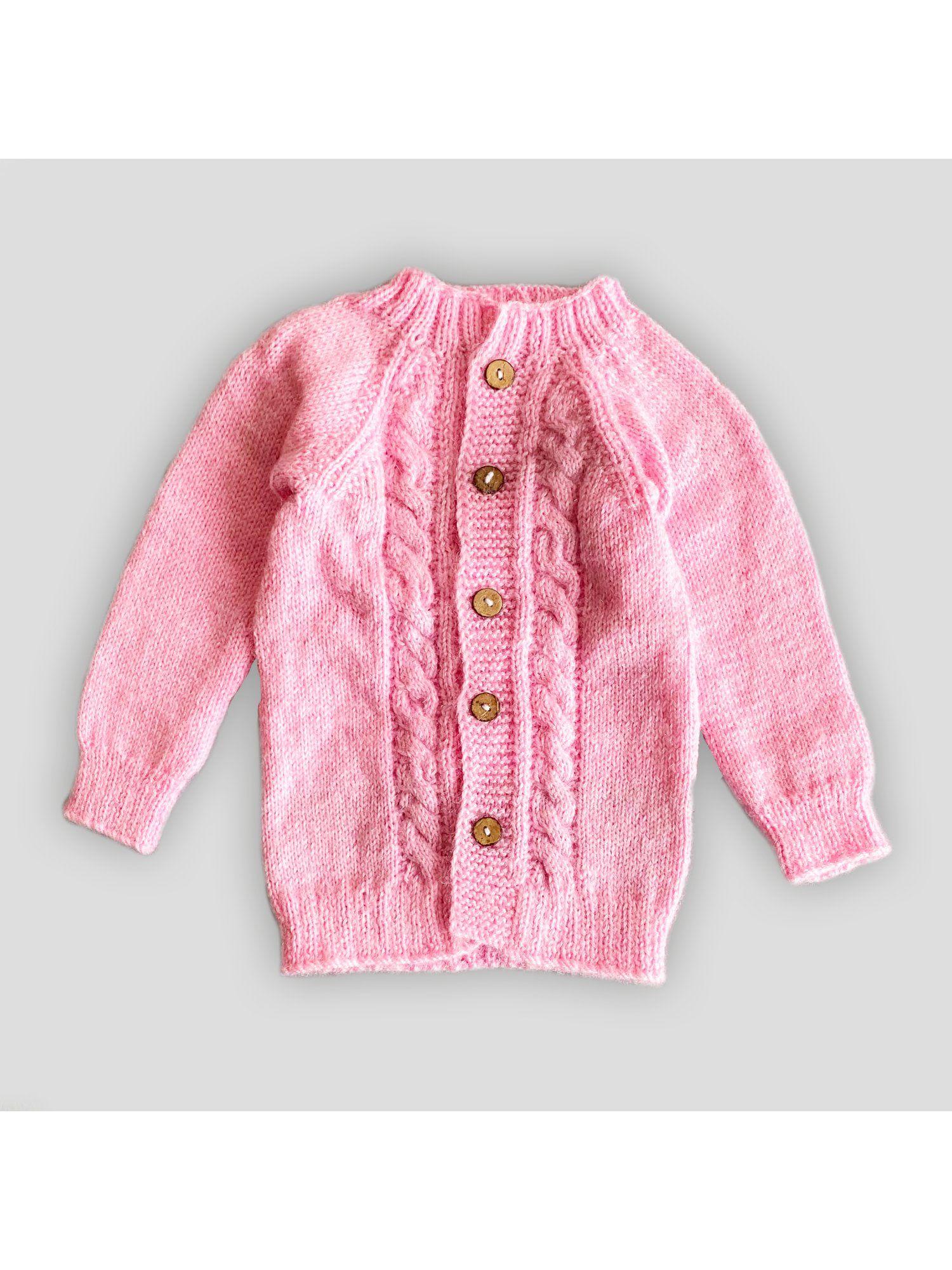 handmade full sleeves sweater - pink