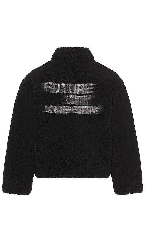 handprinted padded fleece jacket