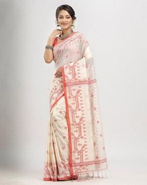 handwoven saree with tassels