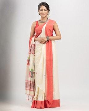 handwoven saree with thick border