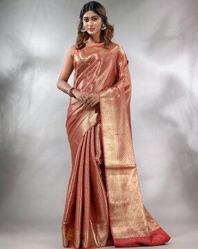 handwoven brocade silk saree with zari woven designs saree